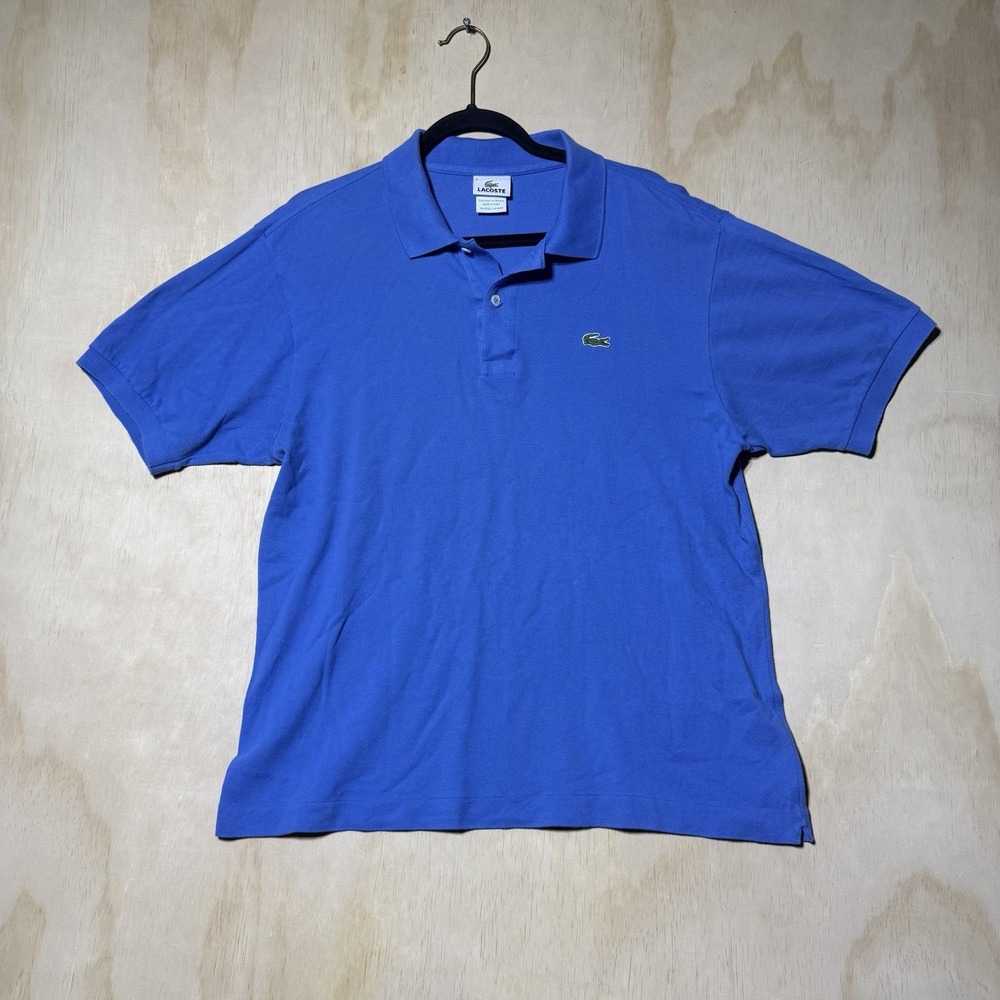 Lacoste Mens Size 6 XL Polo Shirt Blue Short Sleeve Crocodile Logo Pique